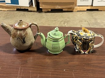 Trio Of Teapots Including Paul Cardew, Studio Hand Crafted And Art Deco