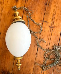 Vintage Large White Glass Hollywood Regency Ceiling Hanging Light With Approx 12 Foot Chain