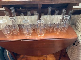 Large Grouping Of Vintage Clear Glass Hurricane Glass For Lamps