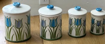 Vintage Set Of 4 Mid Century Canisters 'Poppytrail' California Pottery