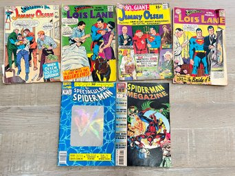 1969, 70s And 90s Lot Of 6 Comic Books To Include Jimmy Olsen, Lois Lane And Spiderman