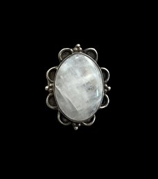 Vintage Large Rainbow Moonstone Sterling Silver Ring 7.2 Grams Size 7