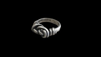SOLID STERLING MMA KHM 1992 SILVER KNOT WEAVE ANCIENT DESIGN RING BAND Sz 6