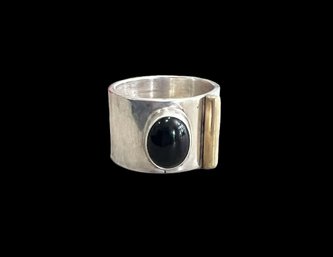 Silpada Black Onyx Sterling Silver And Brass Ring Size 9