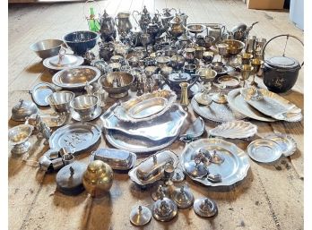 Over 130Lbs!! Vintage Silver Plated, Silver Over Copper, Some Pewter And Brass Good Resale