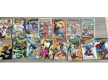 Mixed Era 70s And 90s Lot Of 15 Spiderman And Superman Comic Books