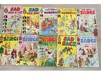 Vintage 1960s-70s Lot Of 10 Sad Sack Comic Books .12, 15, 25 Cent