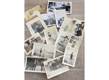 Vintage Grouping Of Early To Mid Century Black And White Photos Include Cars And People