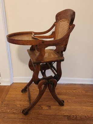 Antique Oak Collapsable High Chair