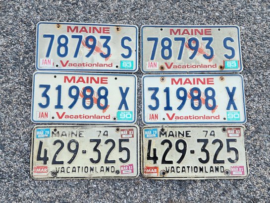 Three Pair Of Maine License Platese