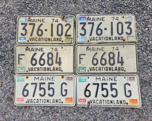 Six Maine License Plates