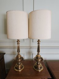 Pair Of Vintage Brass Tone Table Lamps