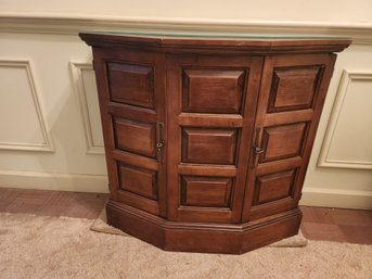 Vintage Two Doir Solid Maple Hall Cabinet With Raised Panels