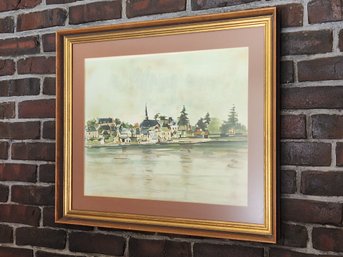 Watercolor. Of City By The River