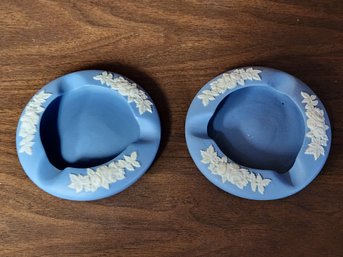 Pair Of Blue Jasperware Ashtrays