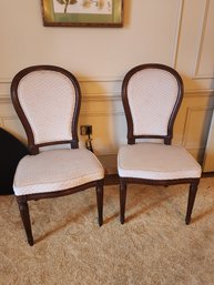 Pair Of Upholstered Mahogany Balloon Back Side Chairs