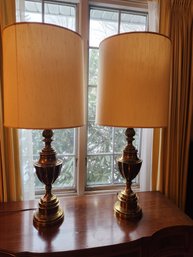 Pair Of Vintage Brass Tone Table Lamps