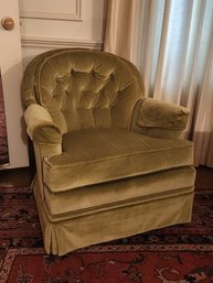 Tufted Green Velvet Uphostered Barrel Back