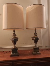 Pair Of Vintage Brass Tone Table Lamps