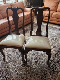 Good Quality Pair Of Mahogany Queen Anne Style Fiddleback Side Chairs