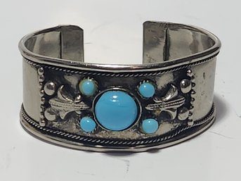 Silver Cuff Braclet With Applique