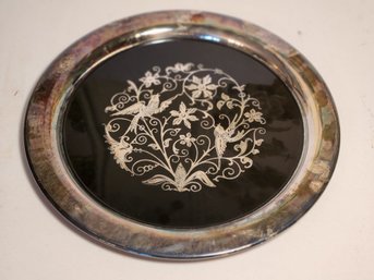 12' Tray With Decorative Silver Inlaid Insert