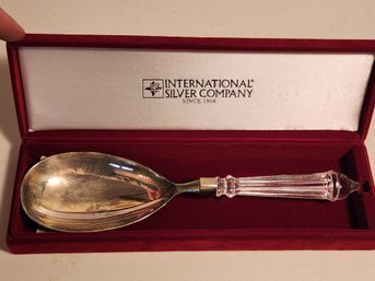 International Silver Company Serving Spoon With Crystal Handle