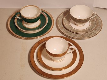 Three English Bone China Trios Including Royal Doulton And Wedgwood