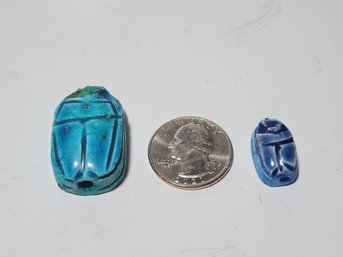 Two Egyptian Pottery Scarabs