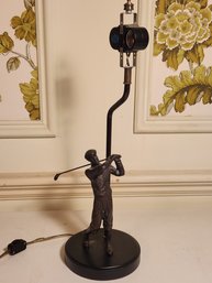 Table Lamp With Bronze Figure Of Golfer