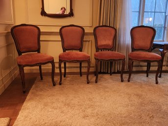 Set Of Four Floral Carved French Style Side Chairs