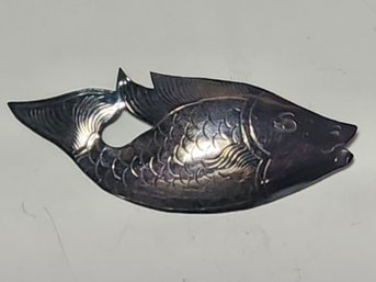 Hand Crafted Bolivian Sterling Silver Fish Pin