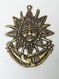 Peruvian Cast Brass Sun And Moon Pendant