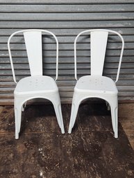 Pair Of Pressed Steel Patio Chairs