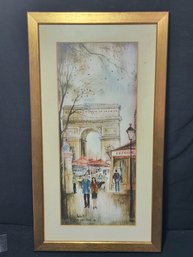 Mid Century French Print Of Young Couple In Paris