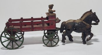 Cast Iron Toy Horse Drwan Wagon