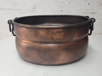 Oval Two Handles Steel Planter With Copper Finish