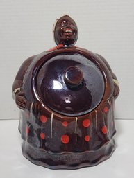 Unusual Vintage Japanese Ceramic Cookie Jar With Interlocking Lid