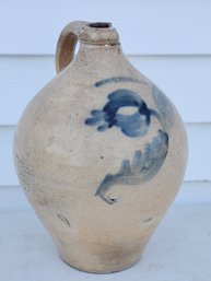 H & G Nash Utica New York Decorated Ovoid Stoneware Jug As As