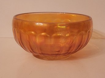 Ribbed Marigold Carnival Glass Bowl.