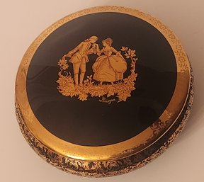 French Limoges Cobalt And Gold Decorated Pircelain Box