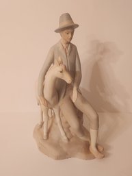 Porceval Spanish Porcelain Figurine Of Man With Horse