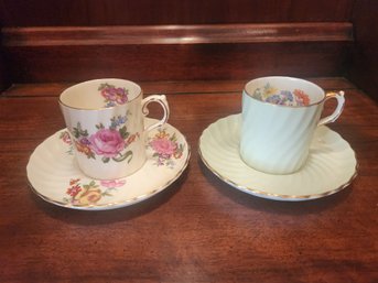 Two Ansley Demi Tasse Cups And Saucers