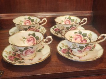 4 Royal Albert 'Anniversary Rose' Cups And Saucers