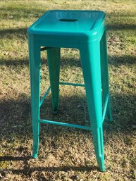 Green Painted Pressed Steel Stool