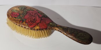 Rose Decorated Flemish Art Hair Brush