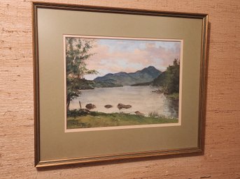 Water Color Painting Of Mountainside Lake By R.L.polty