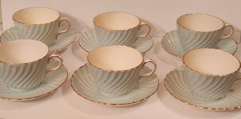 Set Of 6 Anesly English Bone China Cups And Saucers