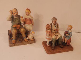 Two Porcelain Norman Rockwell Figurines ' The Shoe Maker'and 'Tjhe Toy Maker'