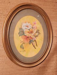 Oval Still Life Pastel Painting Signed M.Gattis